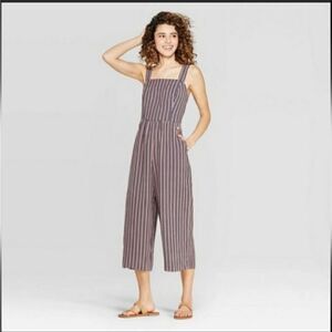 Xhilaration Women's Striped Strappy Square Neck Jumpsuit, Size-XXL